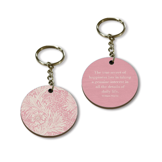 Key ring in wood Morris Modern Marigold - Pink