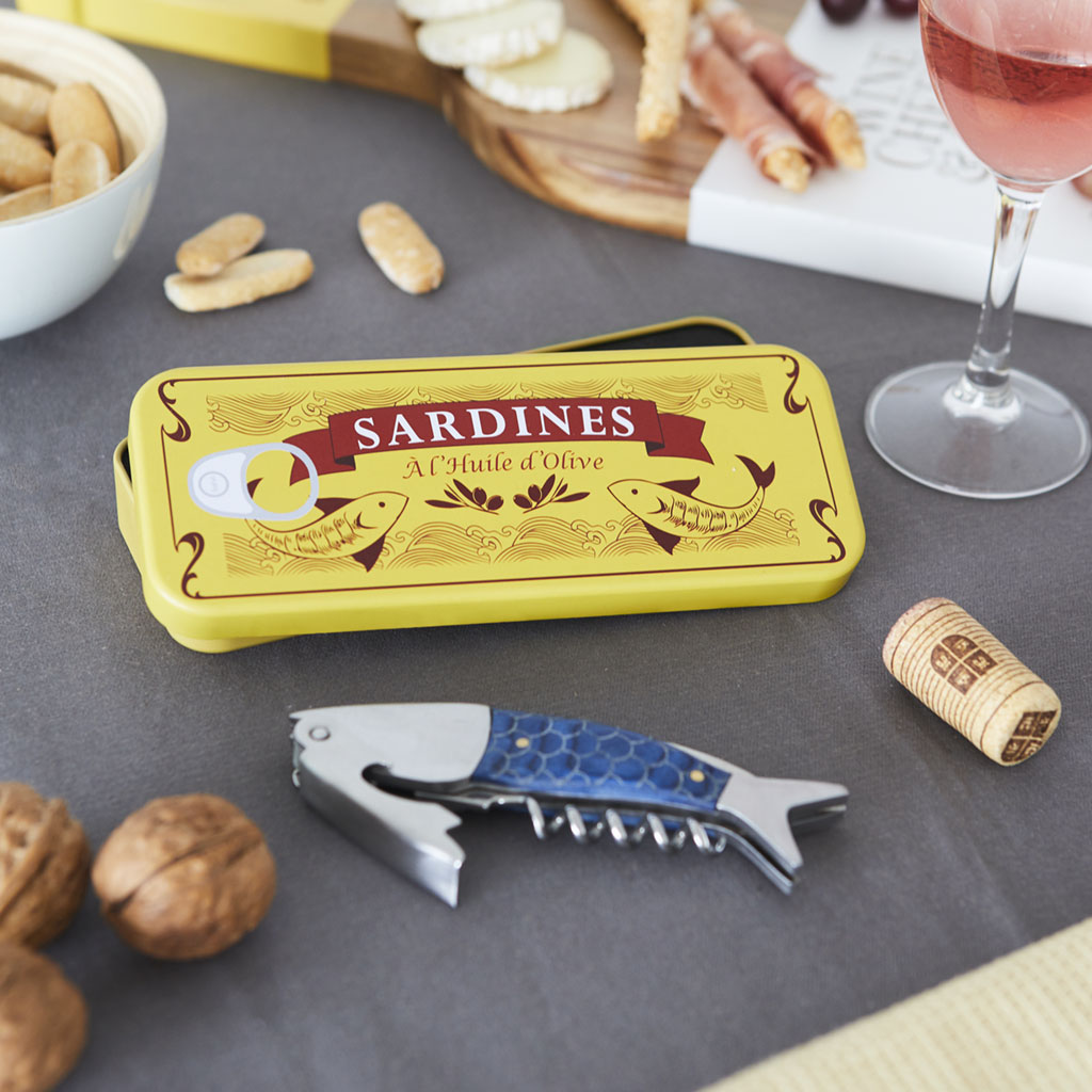 Corkscrew,Sardines, tin