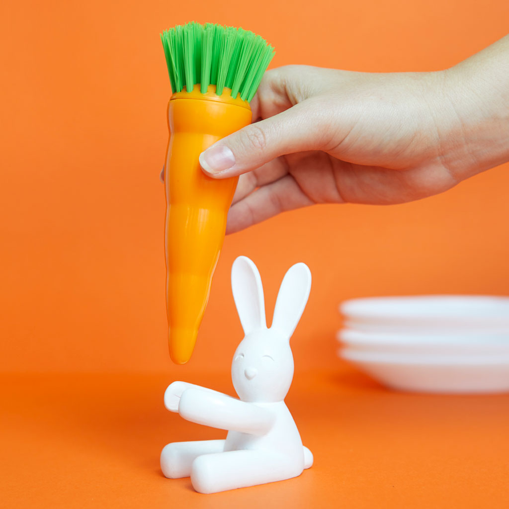 Dish brush,Bunny,white/orange