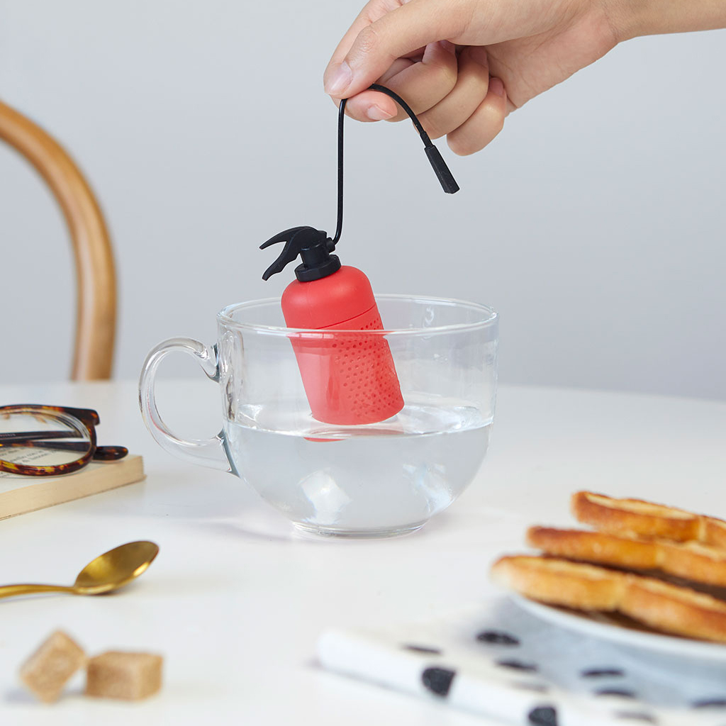 Tea infuser,ExTEAnguisher,red,silicone