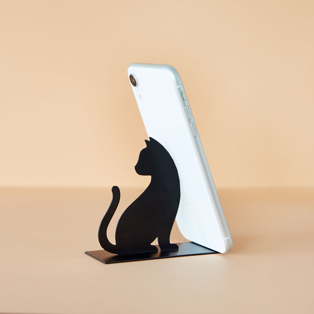 Smartphone holder,Feline,black,metal