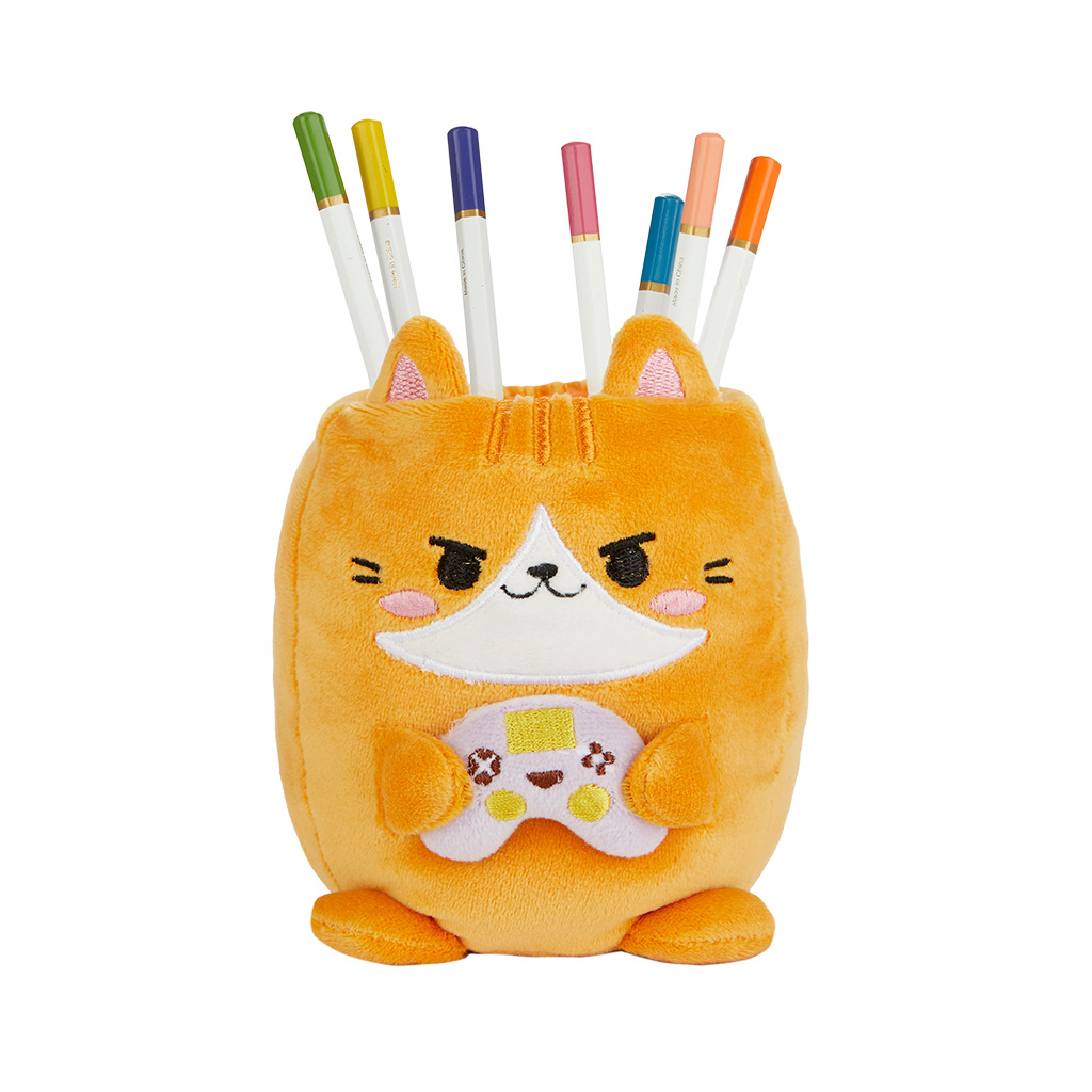 Pen holder,Fluffy Kawaii Gamer,plastic/fabric