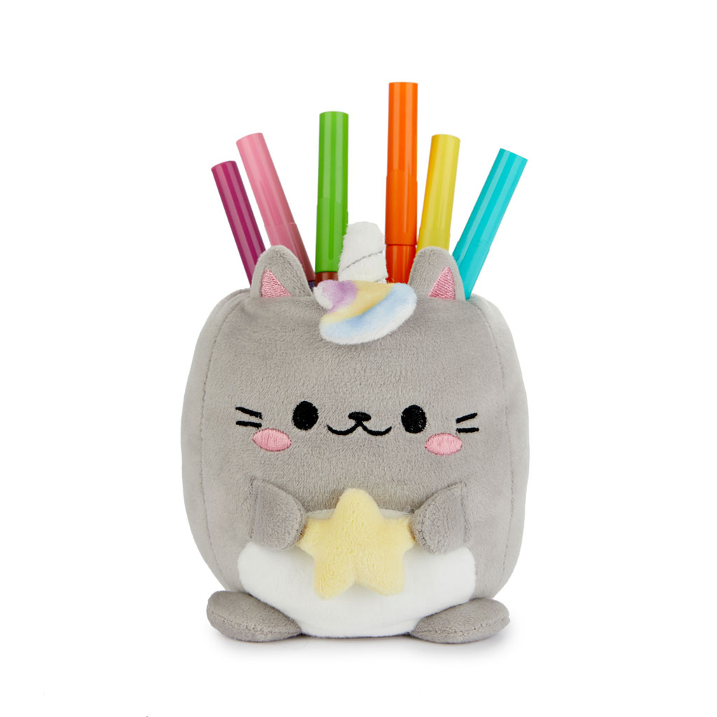 Pen holder,Fluffy Kawaii Starry,gray,fabric