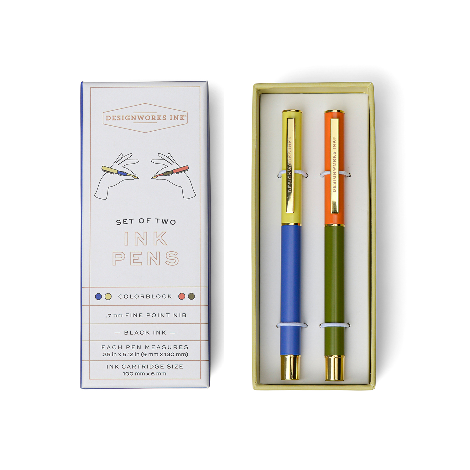 Colorblock Pens Cobalt & Army Green (set of 2)