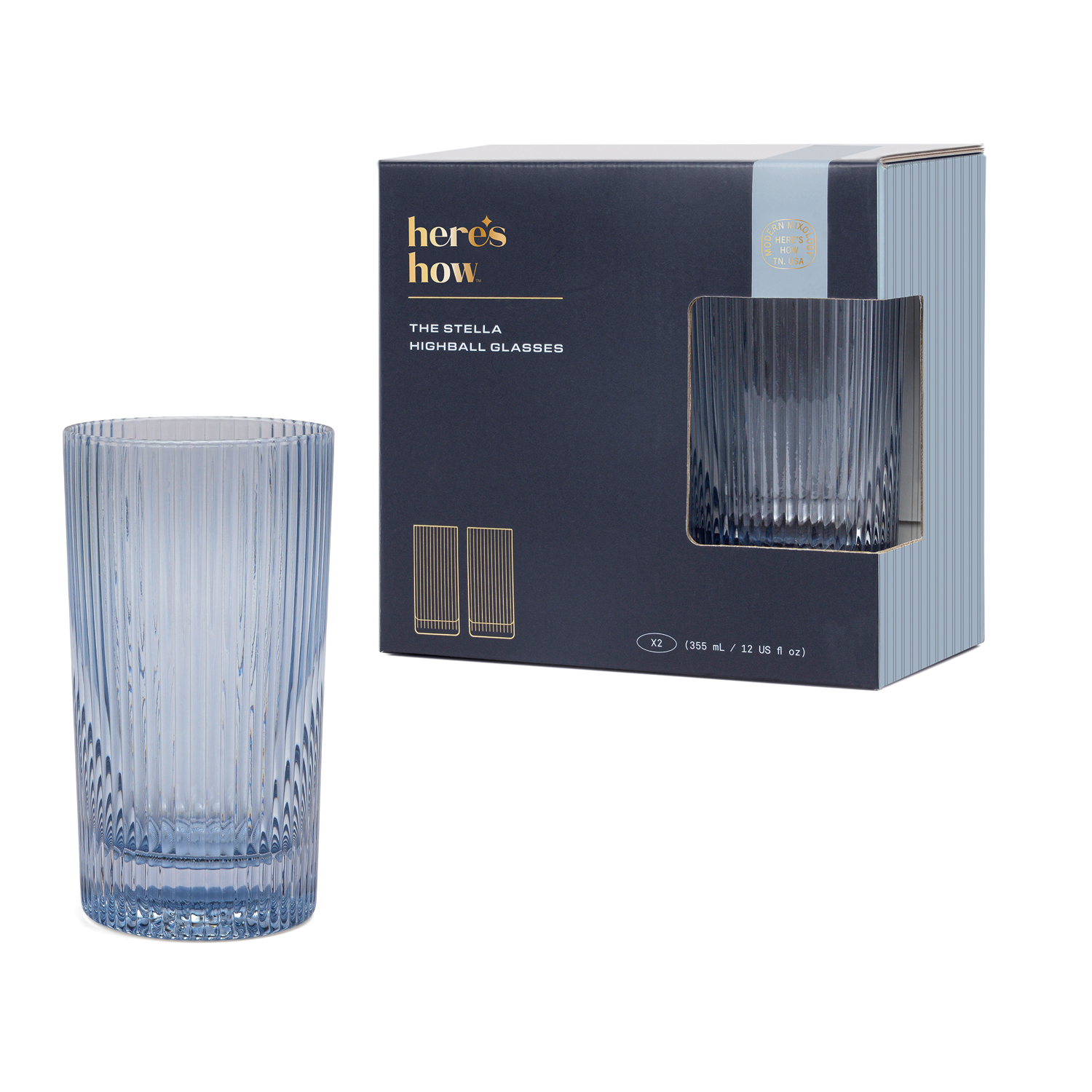 The Stella Highball Glass - Set of 2 Blue