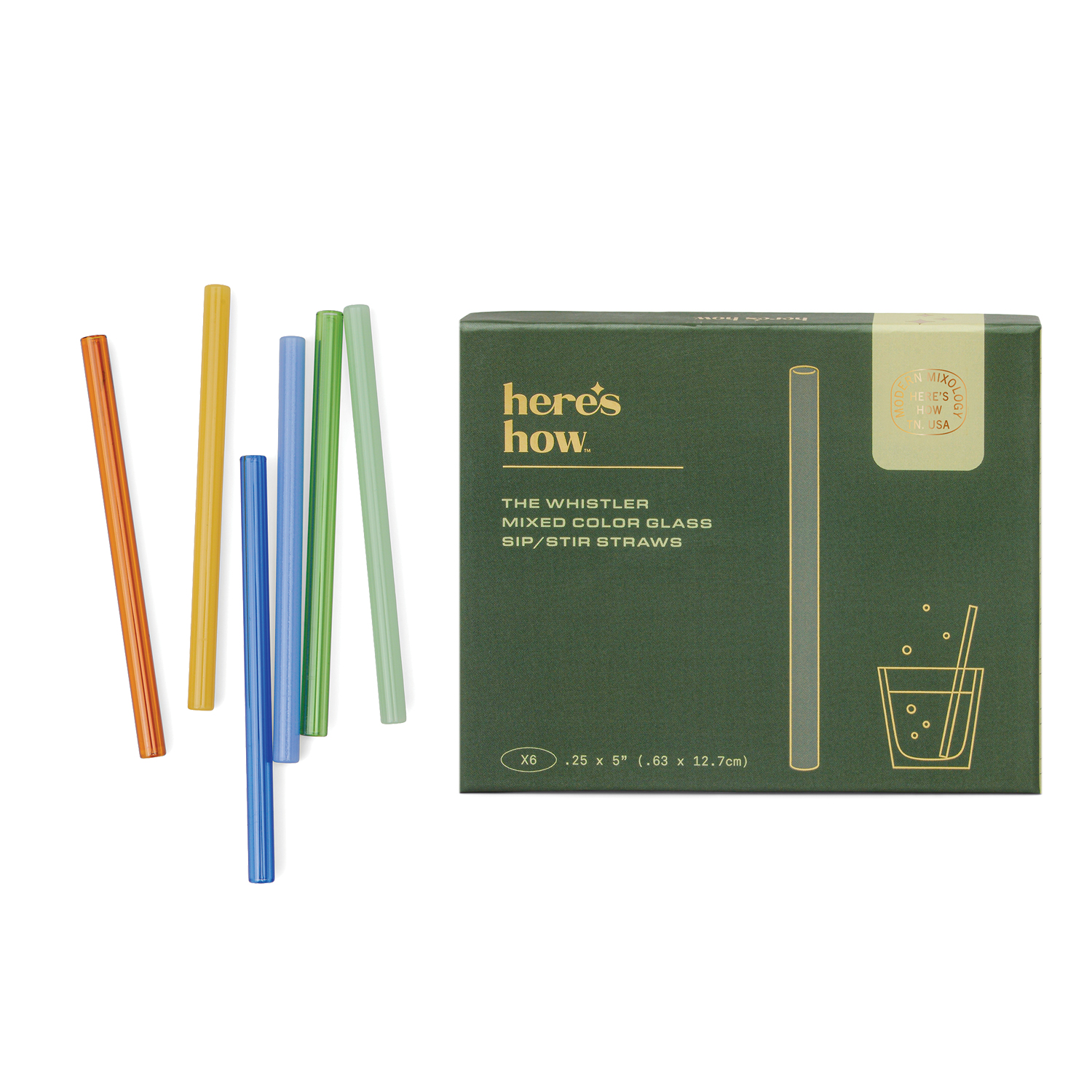 The Whistler Colored Glass Straws - Set of 6