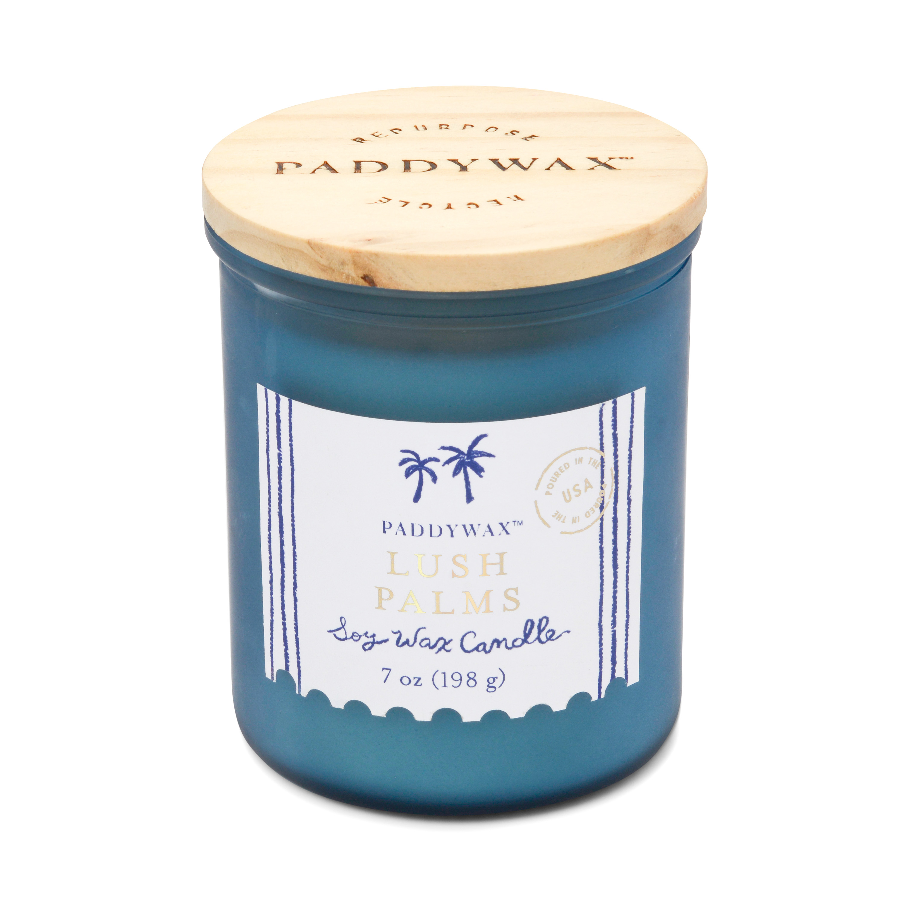 Scented Candle Coastal Ocean Blue Glass - Lush Palms