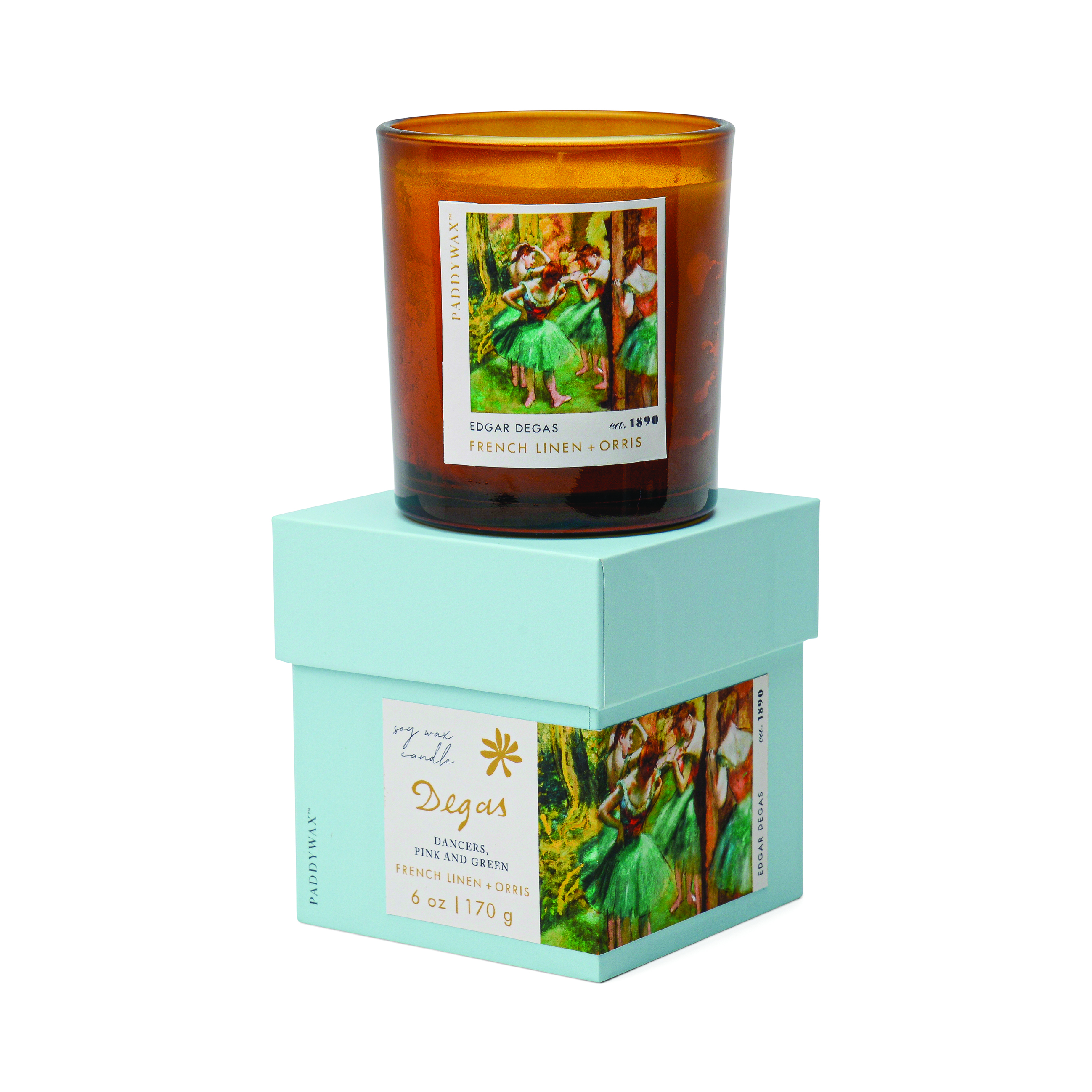 Impressionist 6oz/170g Glass Candle - Degas 'Dancers, Pink & Green'