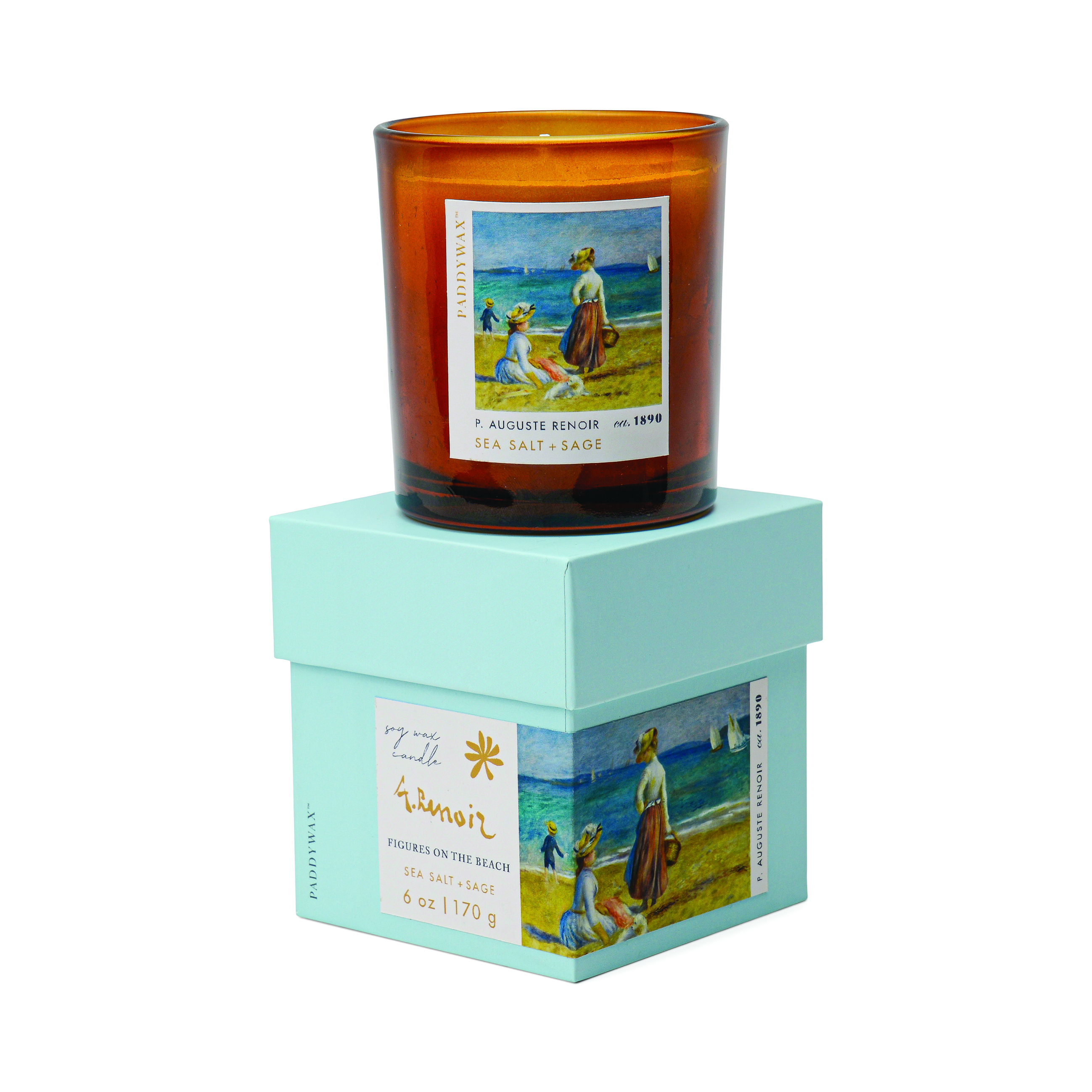 Impressionist 6oz/170g Glass Candle - Renoir ' Figures on the Beach'