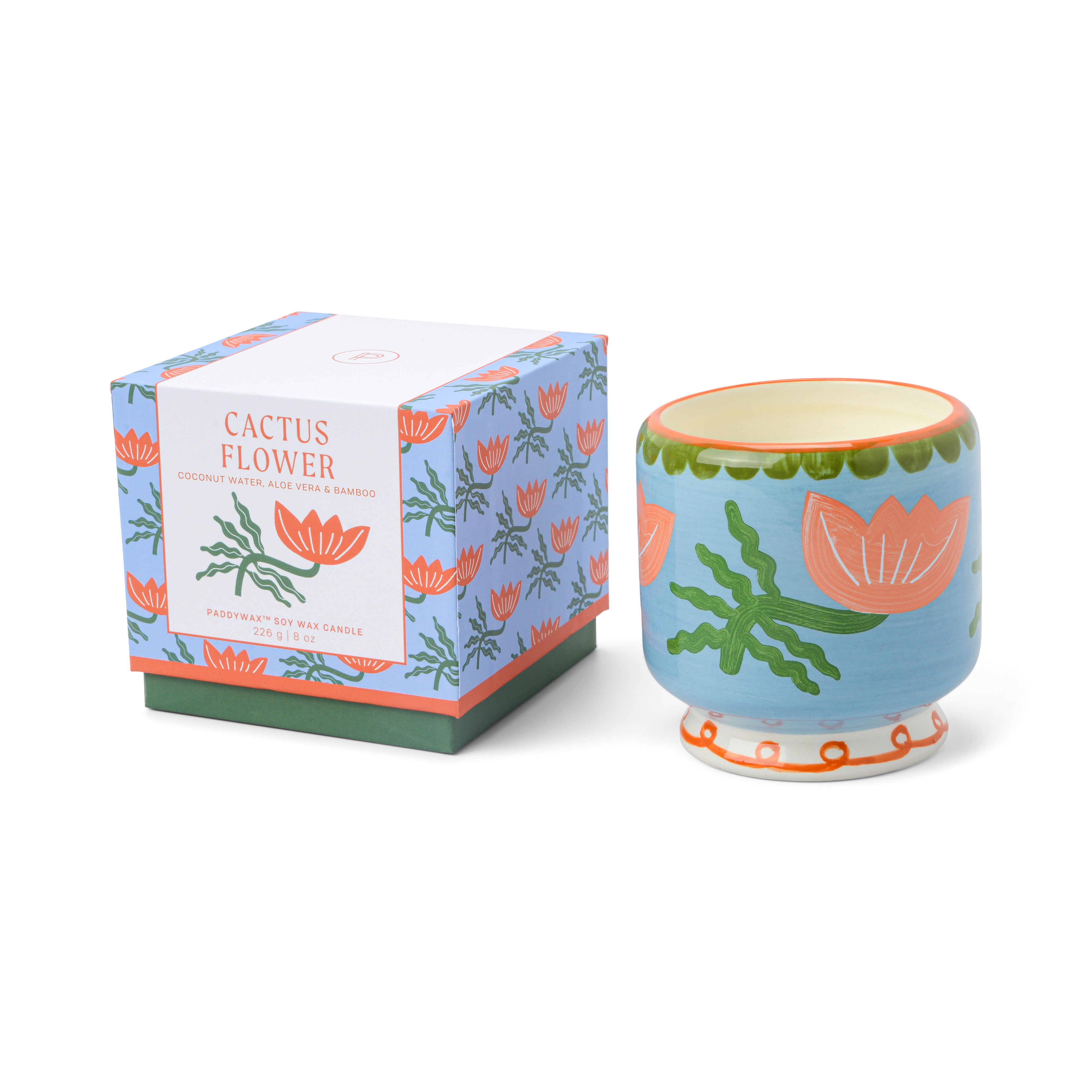 Adopo Flower Ceramic Candle - Cactus Flower Boxed