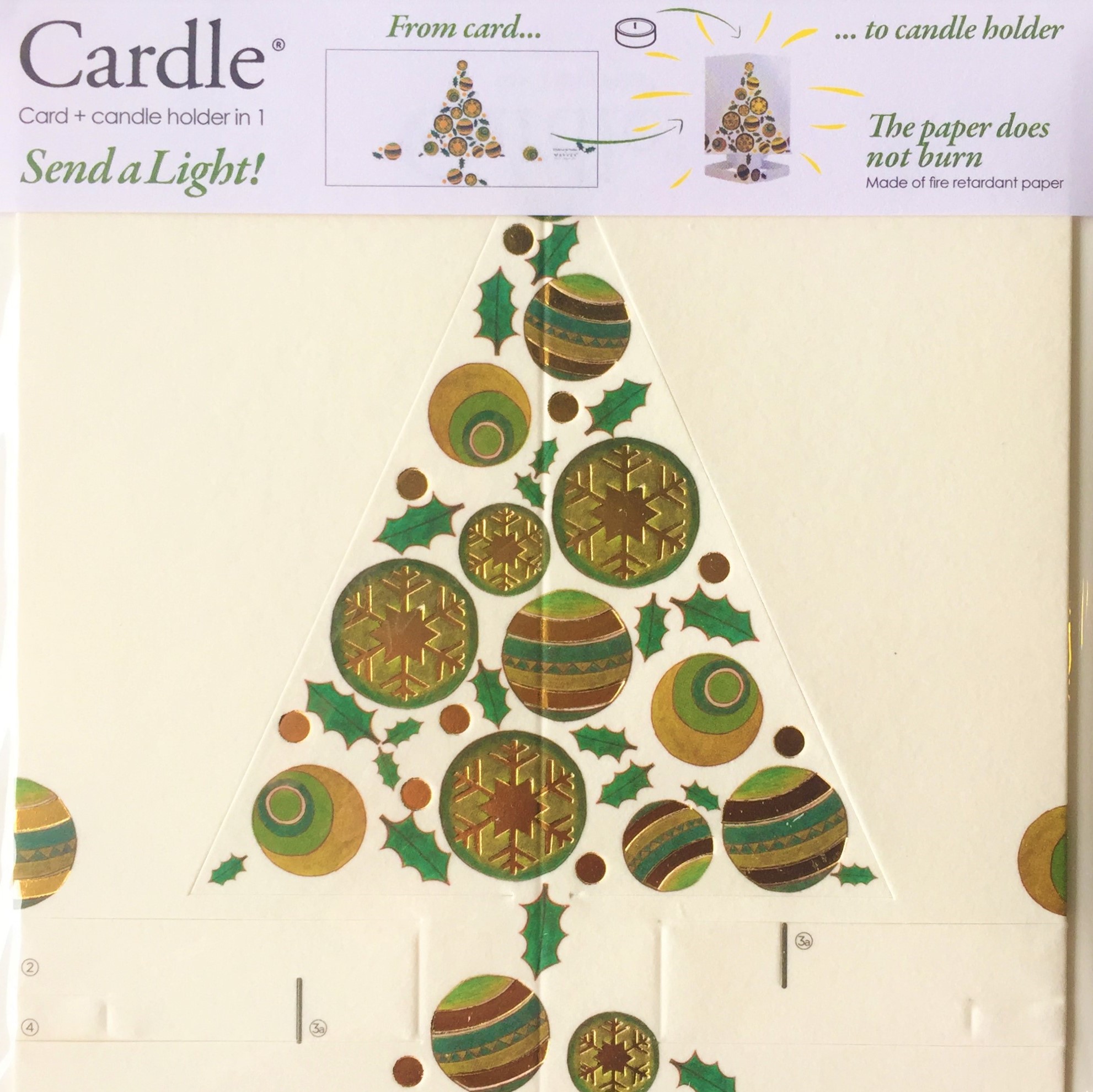 3D Card/Lantern Christmas Tree Green/ Copper