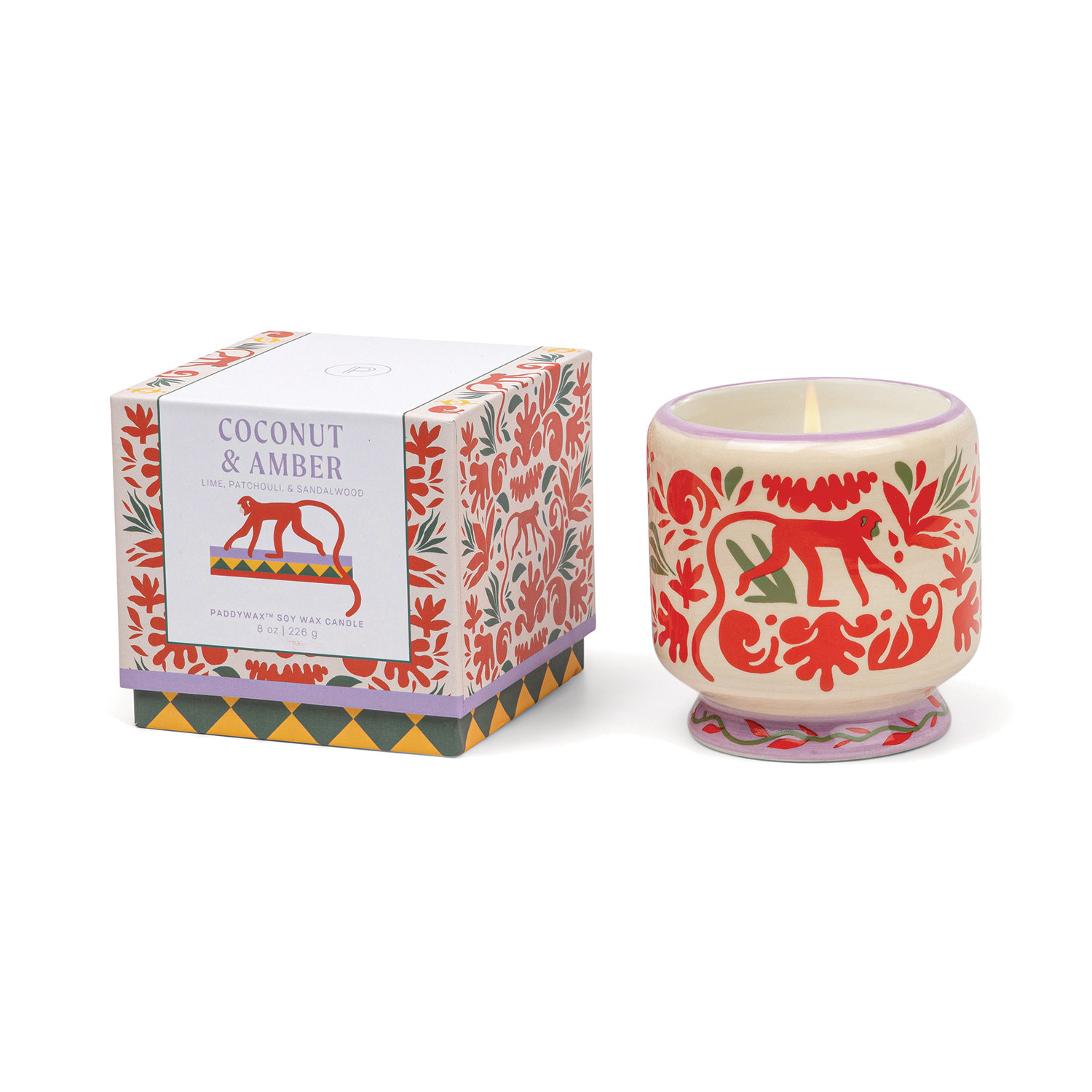 Adopo 226g Jungle Ceramic Candle - Coconut & Amber Boxed