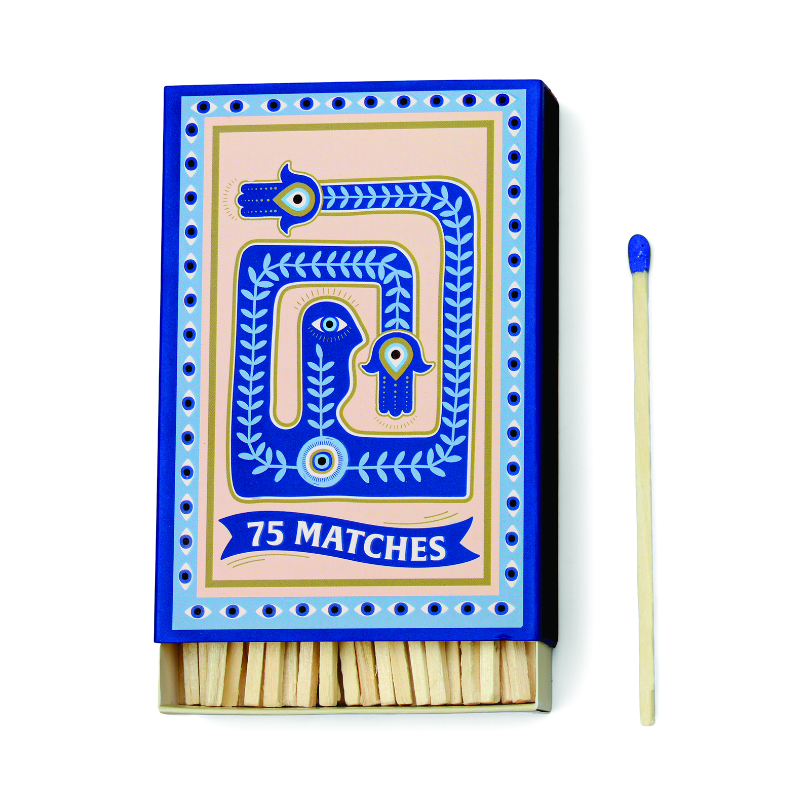 Adopo Boxed Matches "Eye" Blue - 75 matches (9.6 CM)