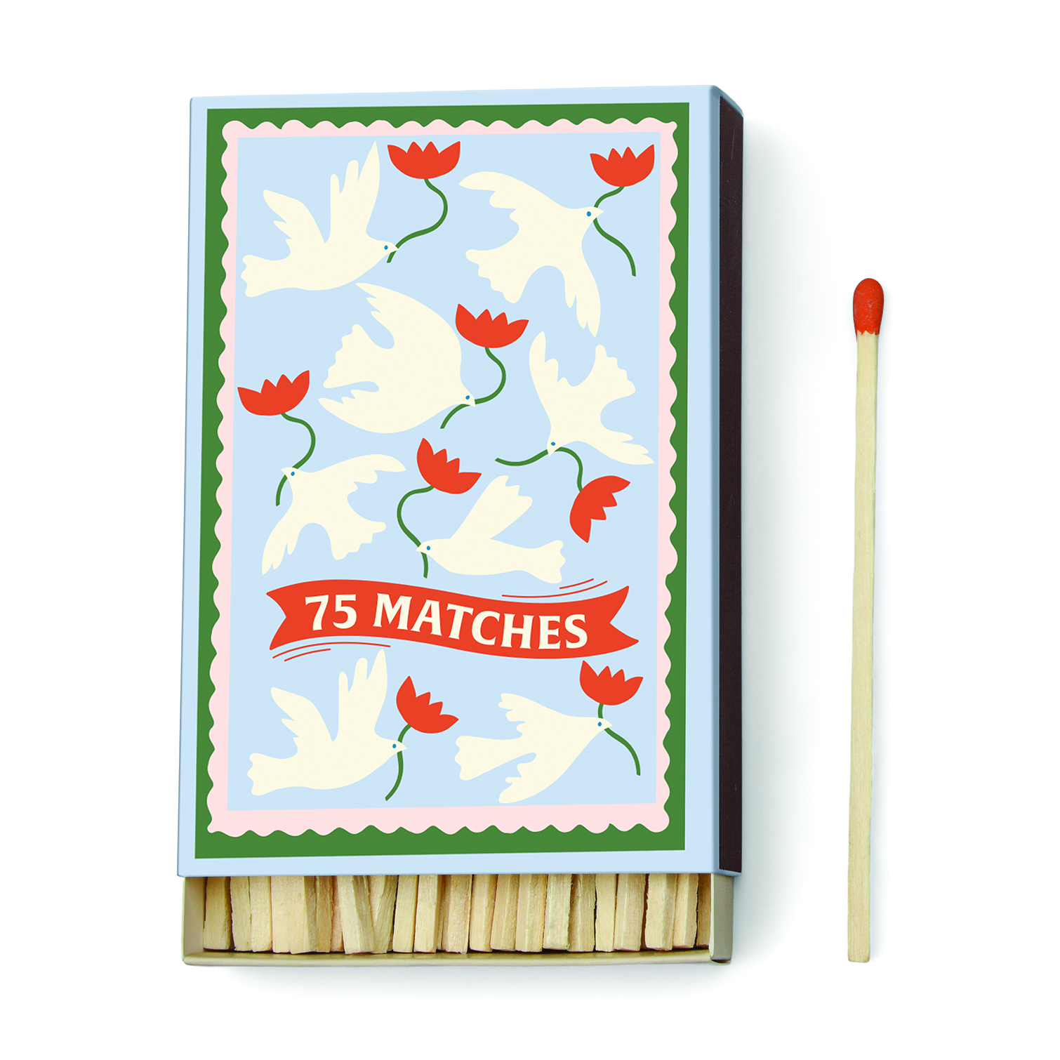 Adopo Boxed Matches "Flower" Orange - 75 matches (9.6 CM)