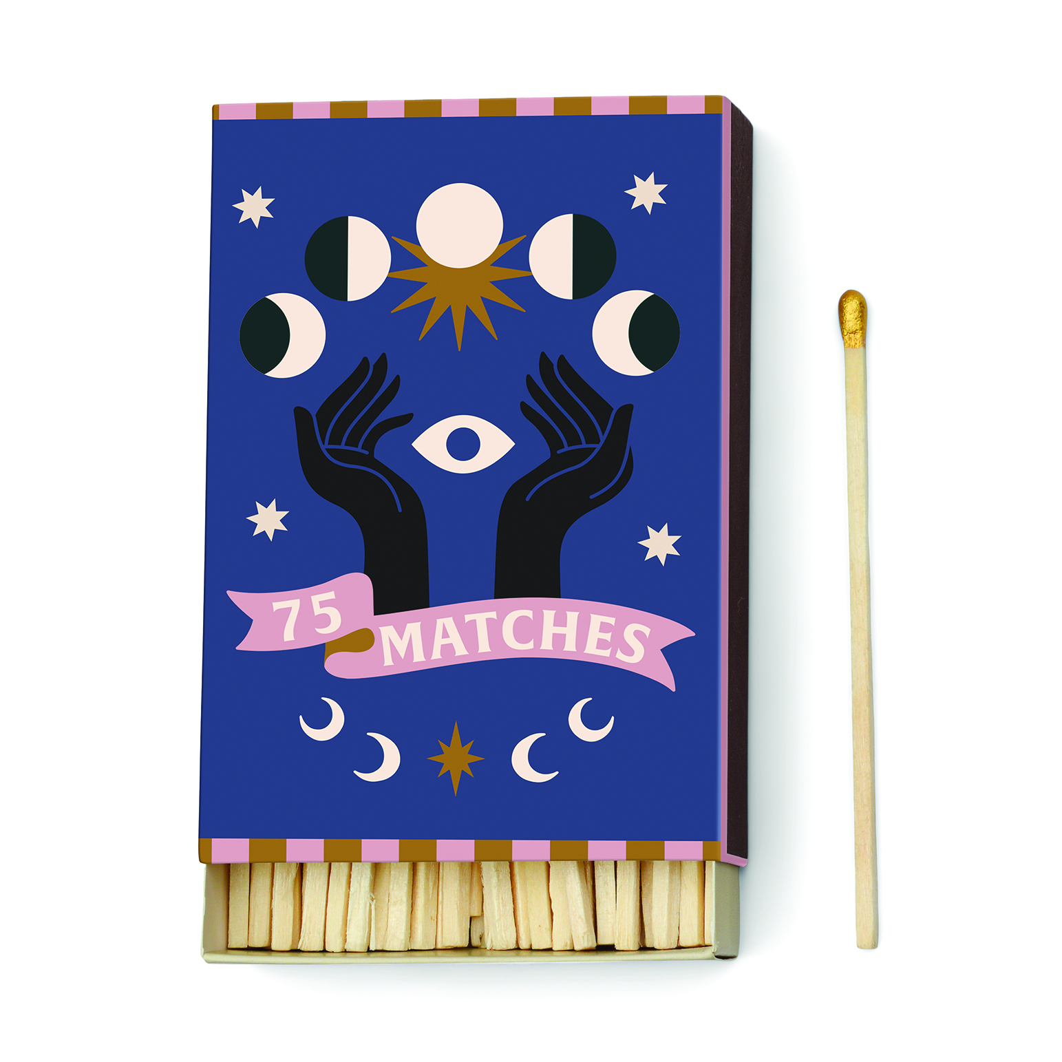 Adopo Boxed Matches "Moon" Gold - 75 matches (9.6 CM)