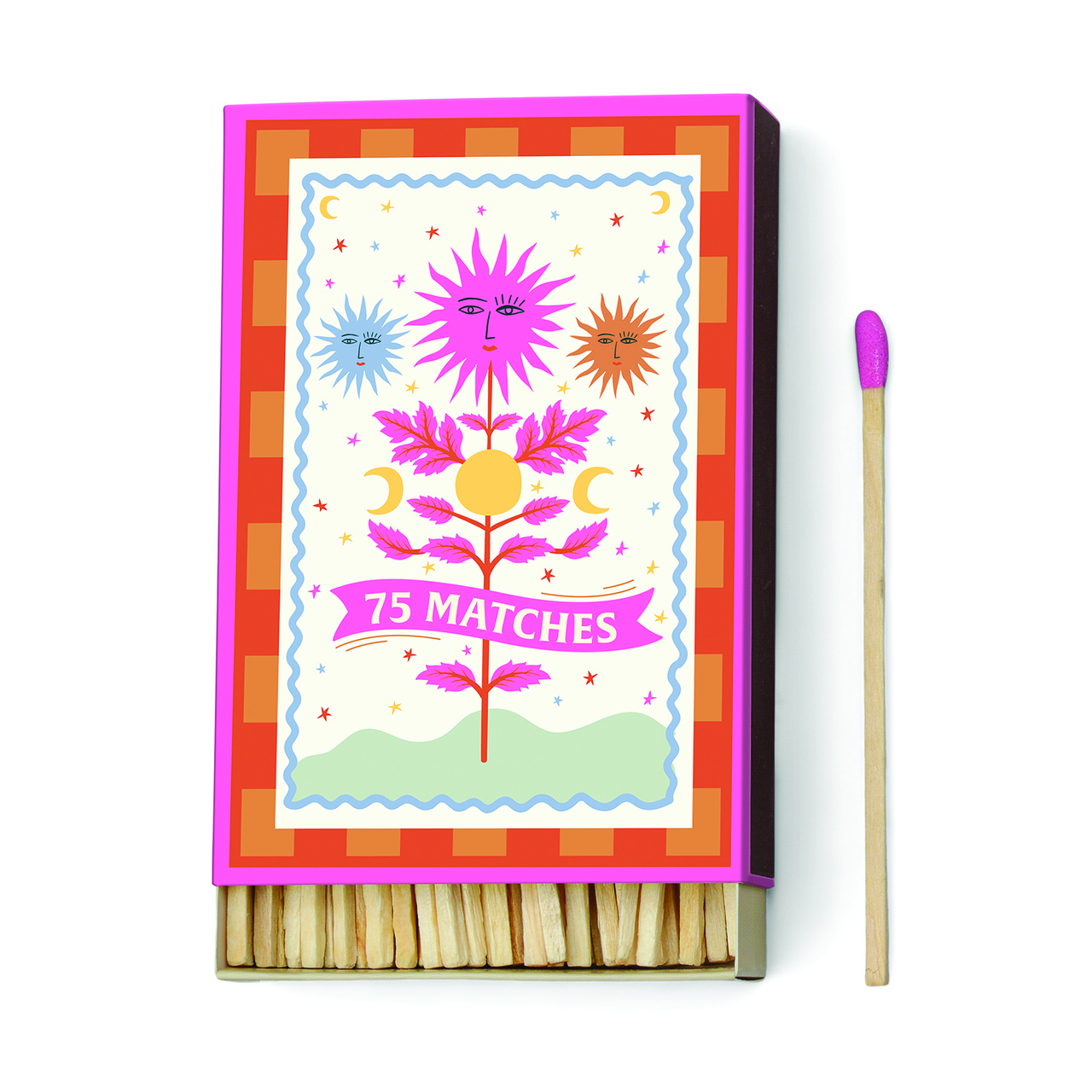 Adopo Boxed Matches "Sun" Hot Pink - 75 matches (9.6 CM)