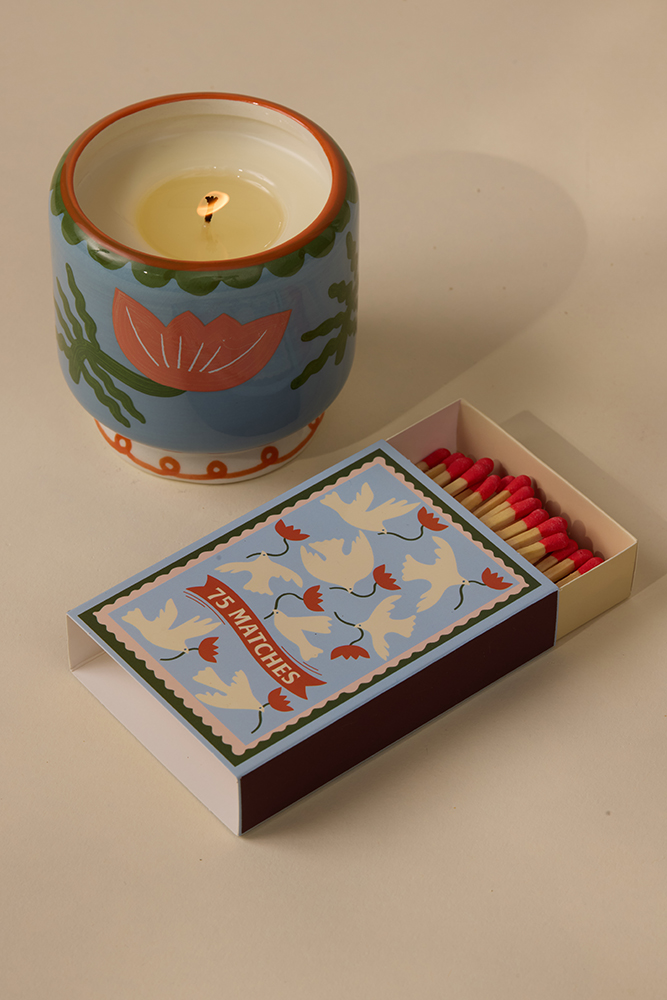 Adopo Boxed Matches "Flower" Orange - 75 matches (9.6 CM)