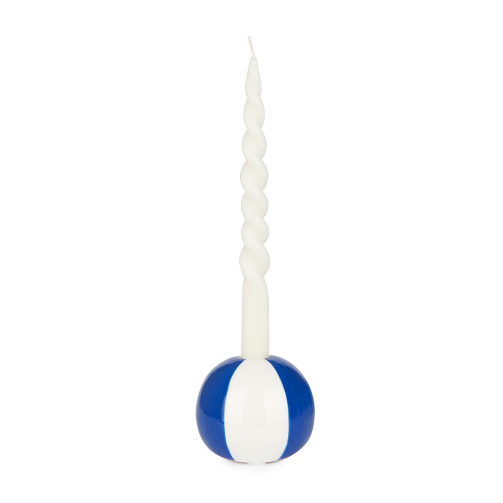 Ceramic candle holder Beachball, Blue 8 cm