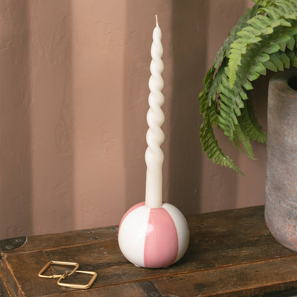 Ceramic candle holder Beachball, Pink 8 cm