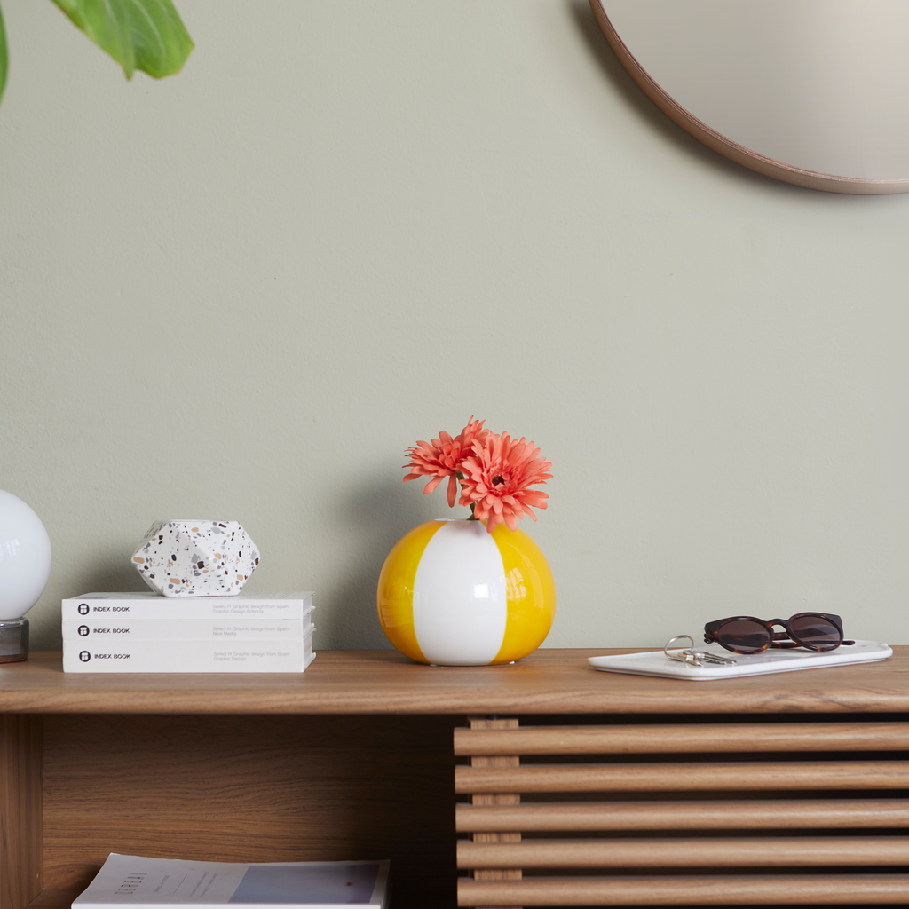 Ceramic vase Beachball. Yellow 14 cm