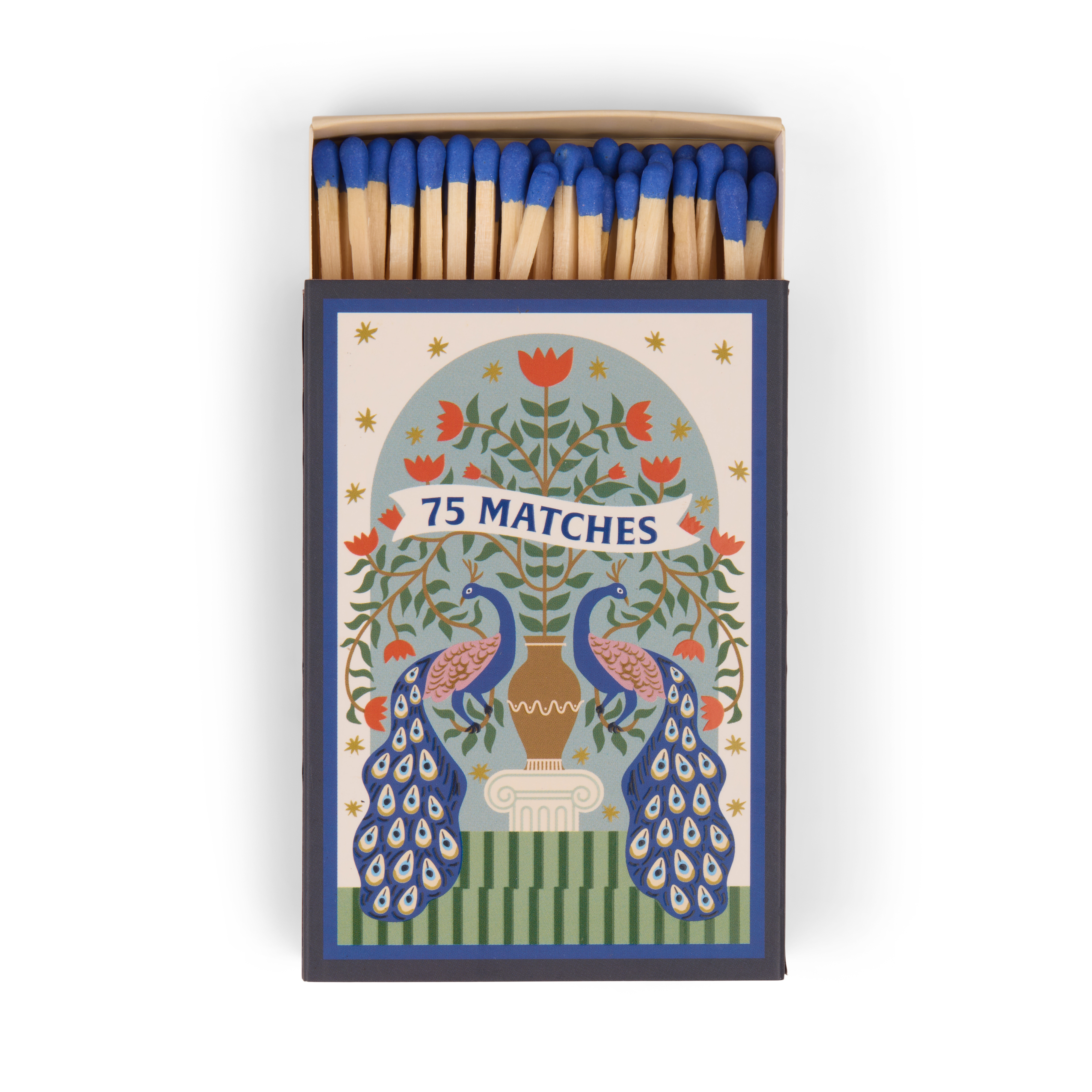 Adopo Boxed Matches Peacock Blue - 75 Matches (9.6 Cm)