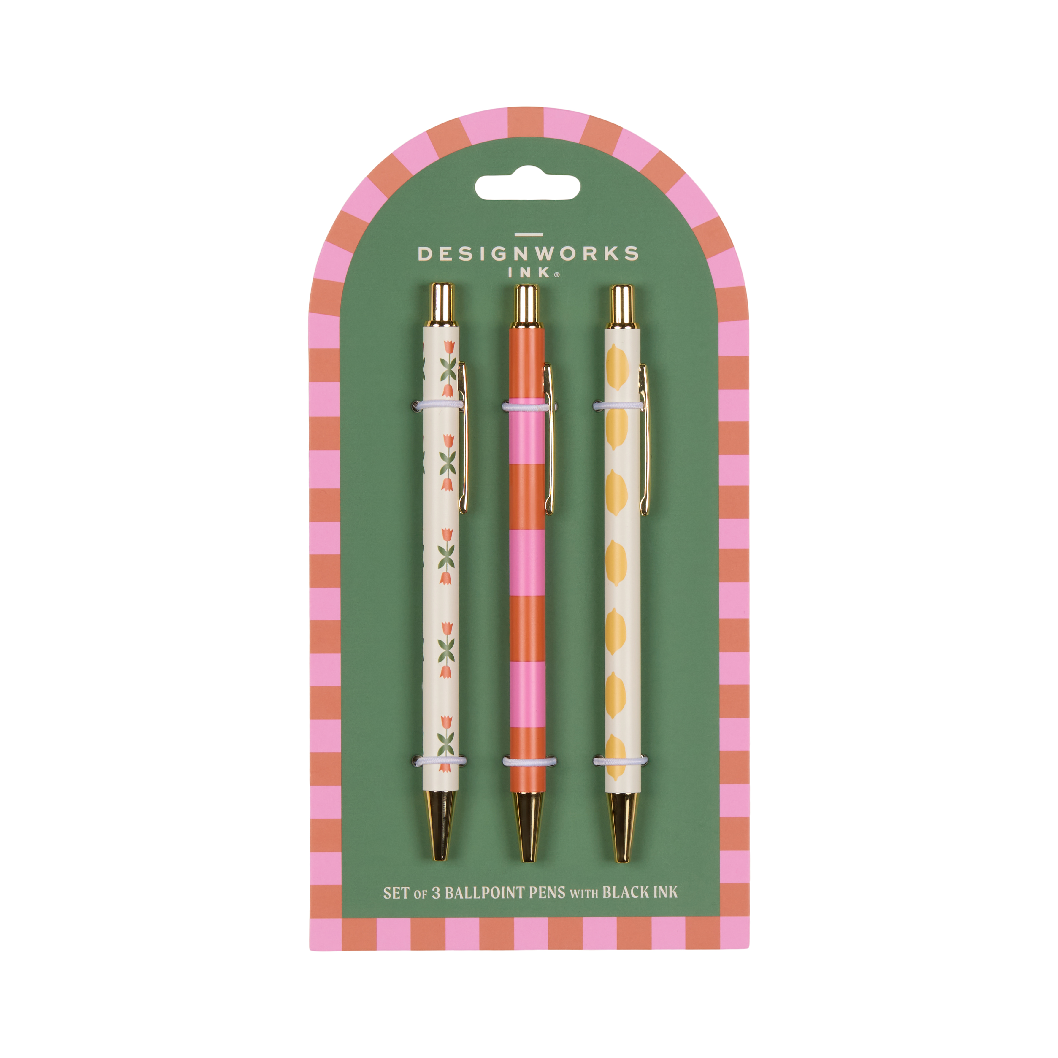 Adopo Set of 3 Pens - Flower, Stripe, Lemon