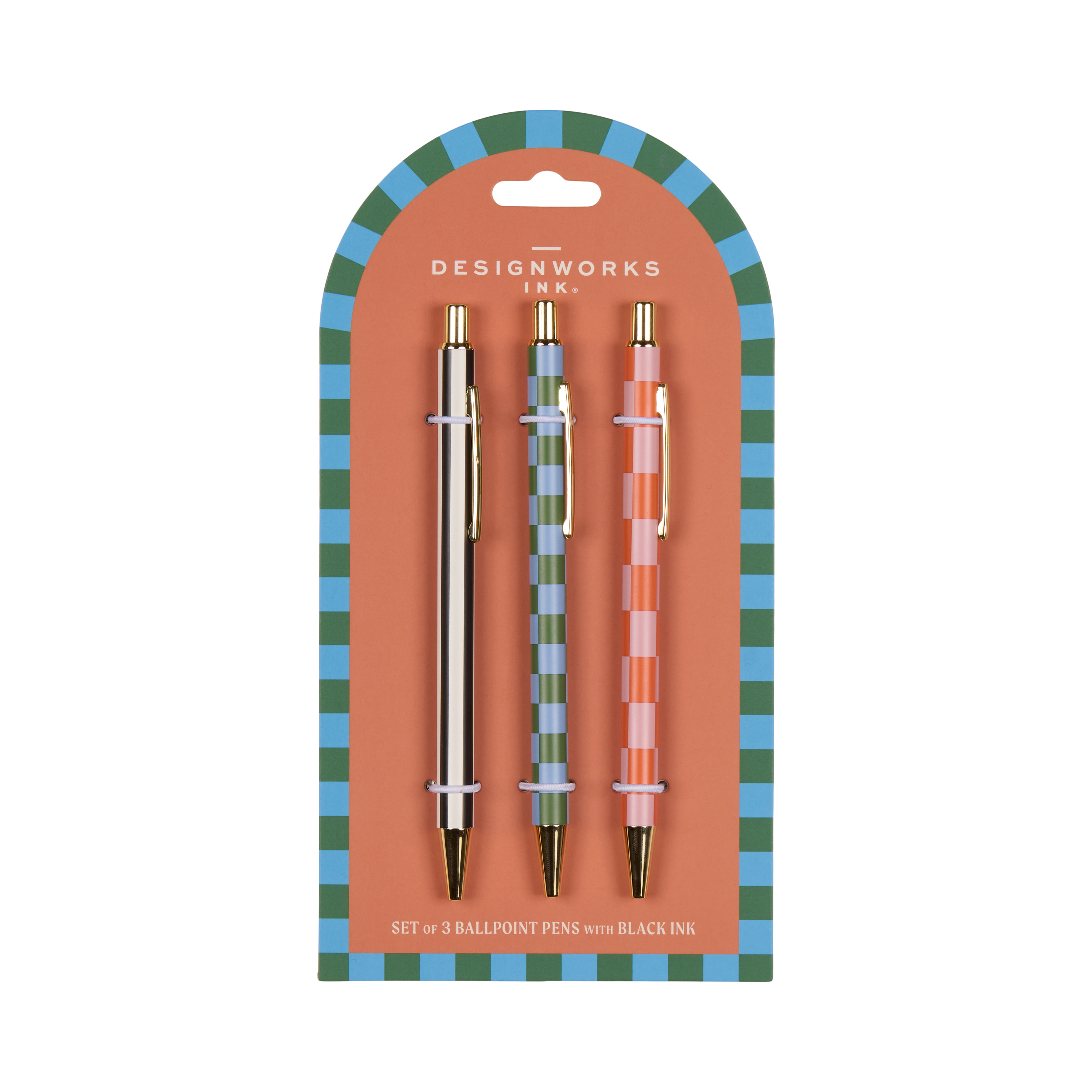 Adopo Set of 3 Pens - Stripes & Checks