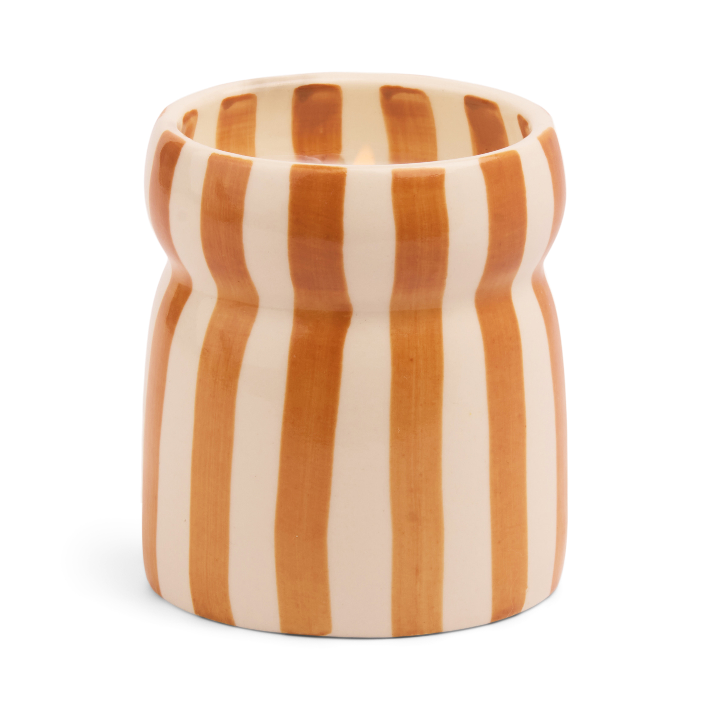 Cabana  Rust Stripped Ceramic Candle - Sienna Sunset Boxed