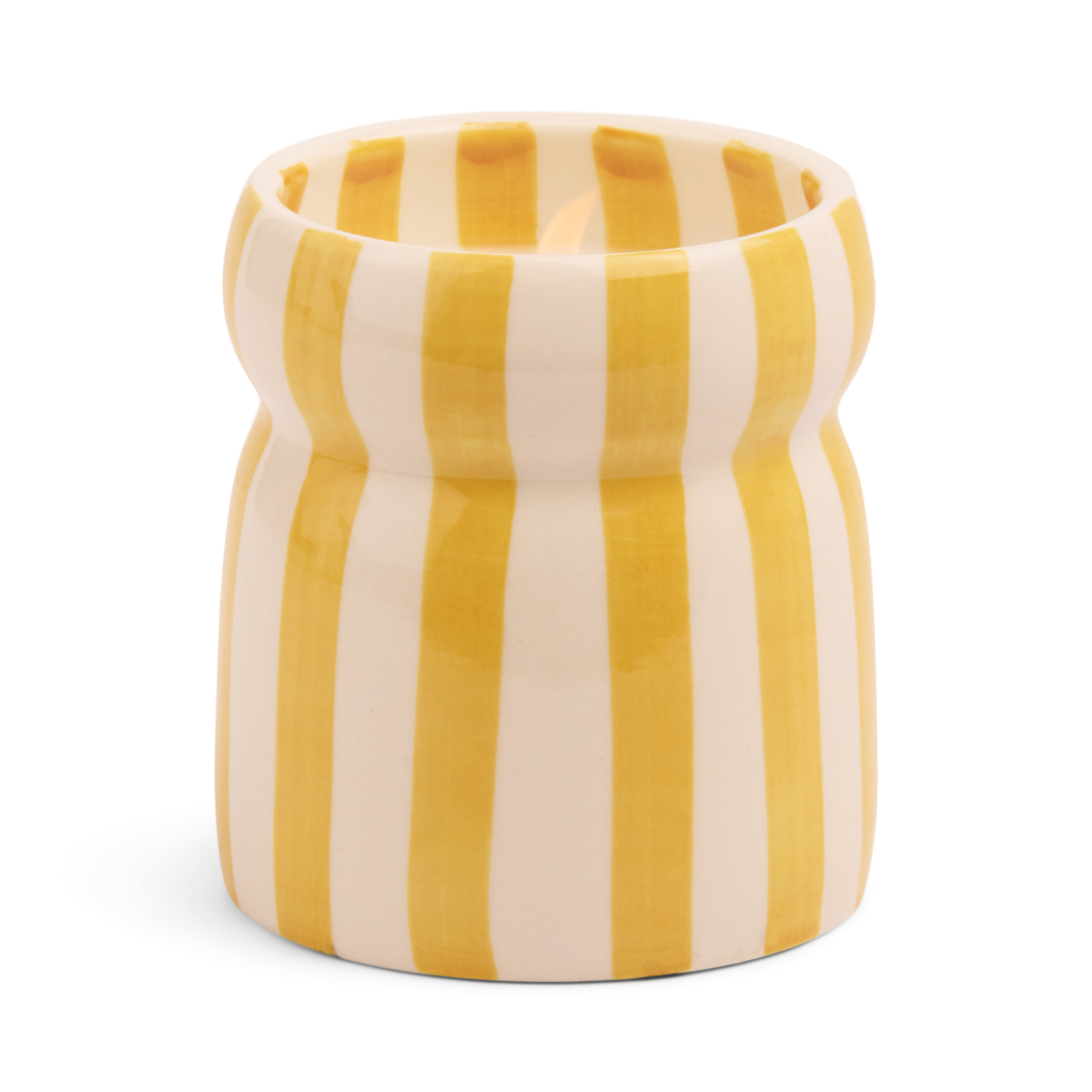 Cabana  Ochre Stripped Ceramic Candle - Gold Coast Boxed