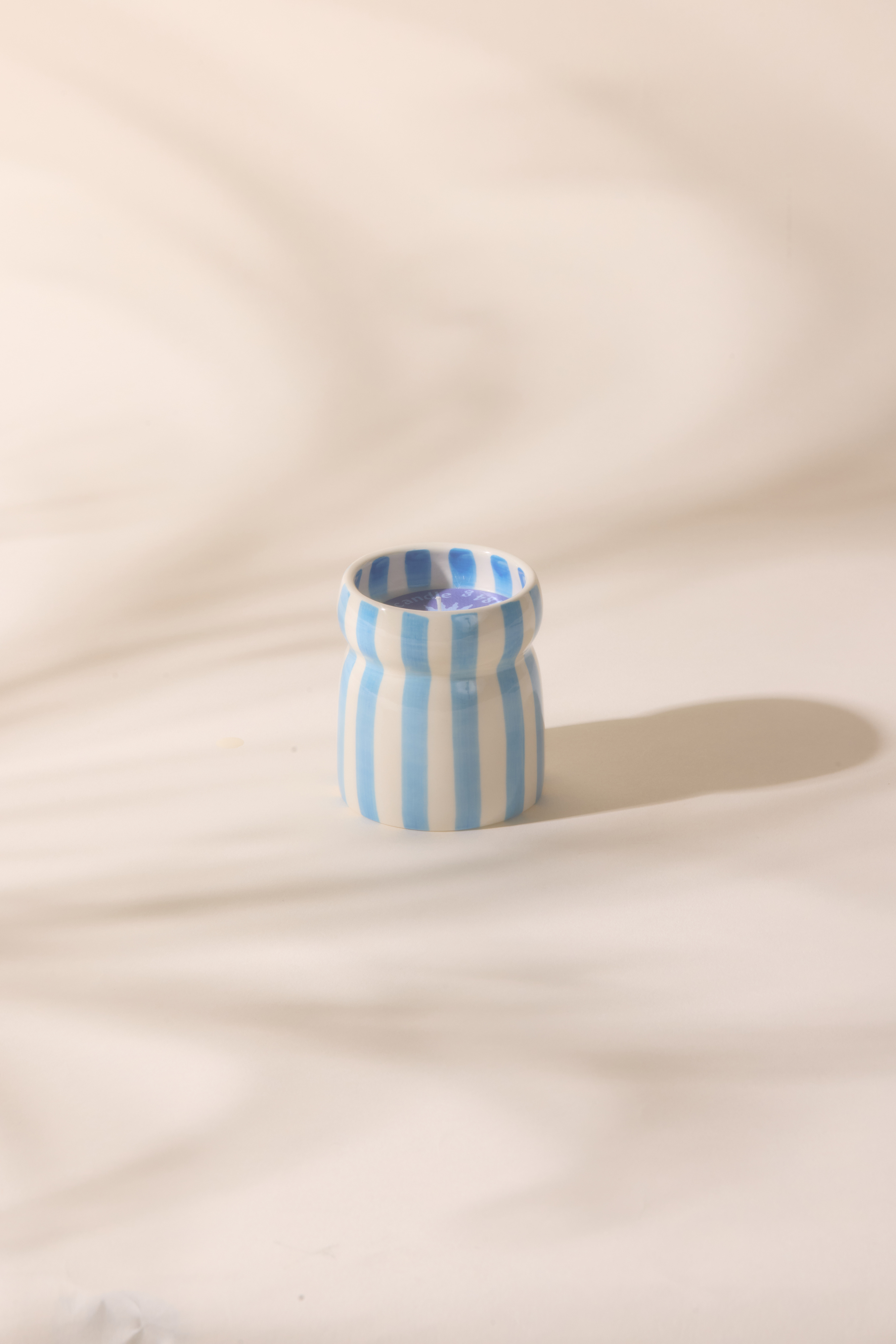 Cabana  Blue Stripped Ceramic Candle - Lost at Sea