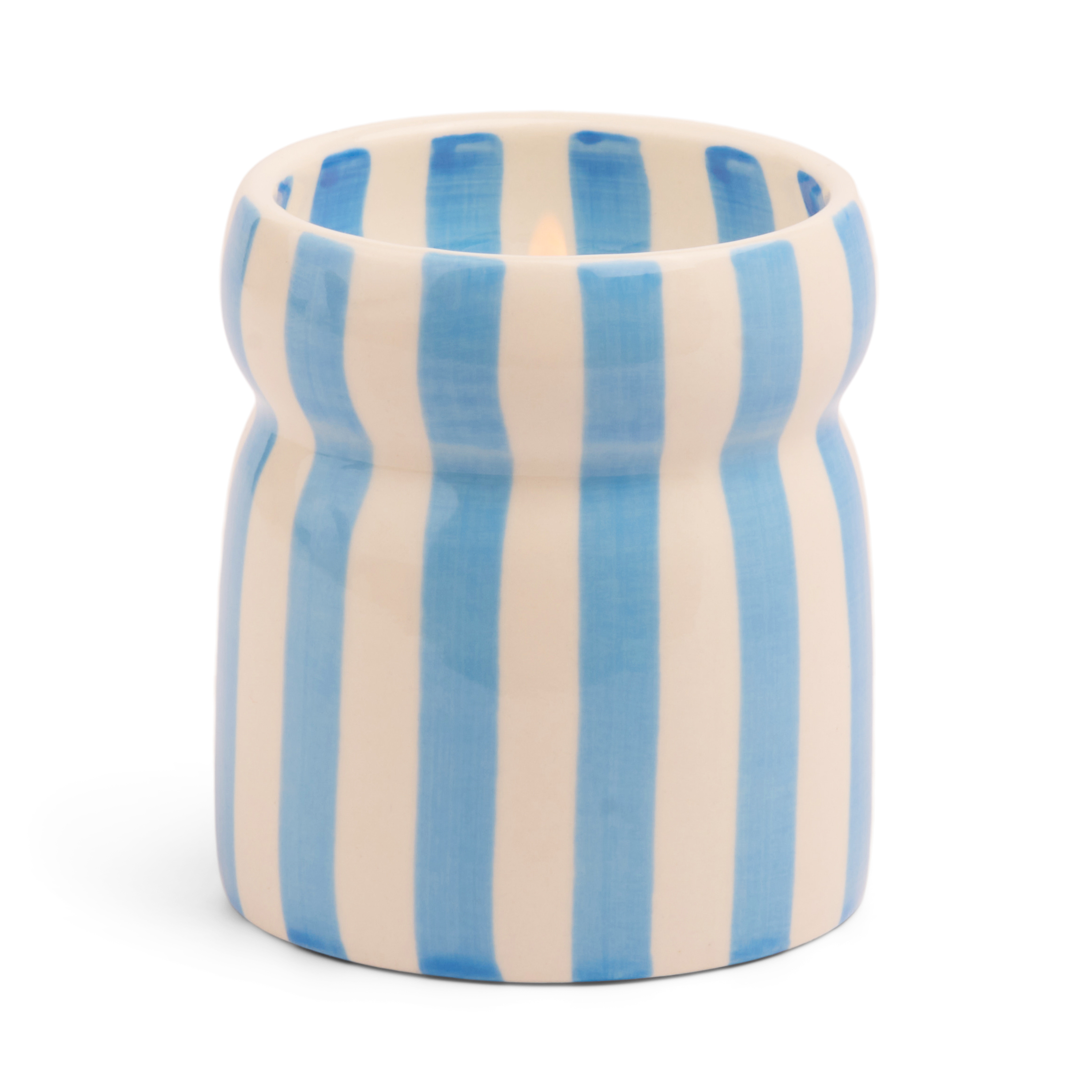 Cabana  Blue Stripped Ceramic Candle - Lost at Sea